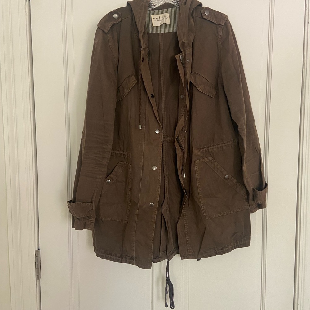 Velvet by Graham & Spencer Hooded Utility Jacket, L